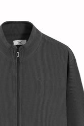 Relaxed Fit Waffle knit Mock Neck Full Zipper - Aurora